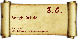 Bergh Orbó névjegykártya